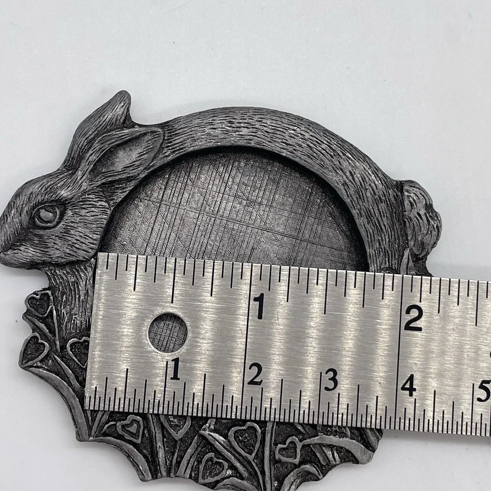Set of‎ 5 Pewter Bunny Rabbit Flat Metal Votive Candle Holder Cottagecore USA